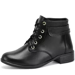 Bota Feminina Capuccino Preta Coturno Cano Curto Casual Girls Confort