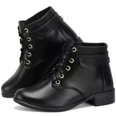 Imagem do Bota Feminina Capuccino Preta Coturno Cano Curto Casual Girls Confort