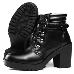 Bota Tratorada Cano Médio Café Salto Médio Feminino Preto na internet