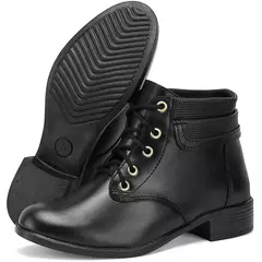 Bota Feminina Capuccino Preta Coturno Cano Curto Casual Girls Confort - loja online