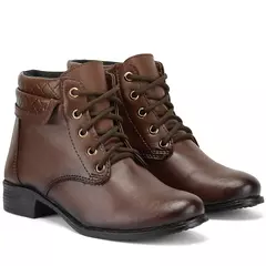 Bota Feminina Capuccino Preta Coturno Cano Curto Casual Girls Confort na internet