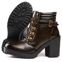 Imagem do Bota Tratorada Cano Médio Café Salto Médio Feminino Preto