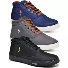 Kit 3 pares tenis sapatenis polo casual masculino azul cano alto leve - EMISVILLE