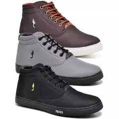 Kit 3 pares tenis sapatenis polo casual masculino azul cano alto leve na internet