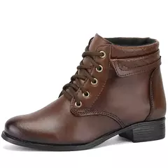 Bota Feminina Capuccino Preta Coturno Cano Curto Casual Girls Confort - EMISVILLE