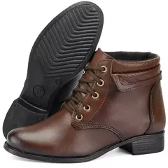 Bota Feminina Capuccino Preta Coturno Cano Curto Casual Girls Confort - comprar online