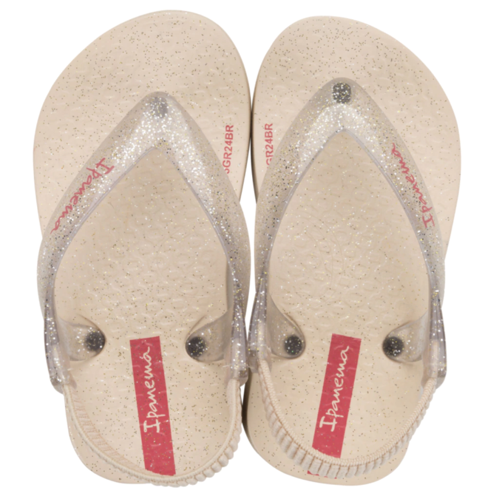 Chinelo de Dedo Bebê Ipanema Bege Glitter