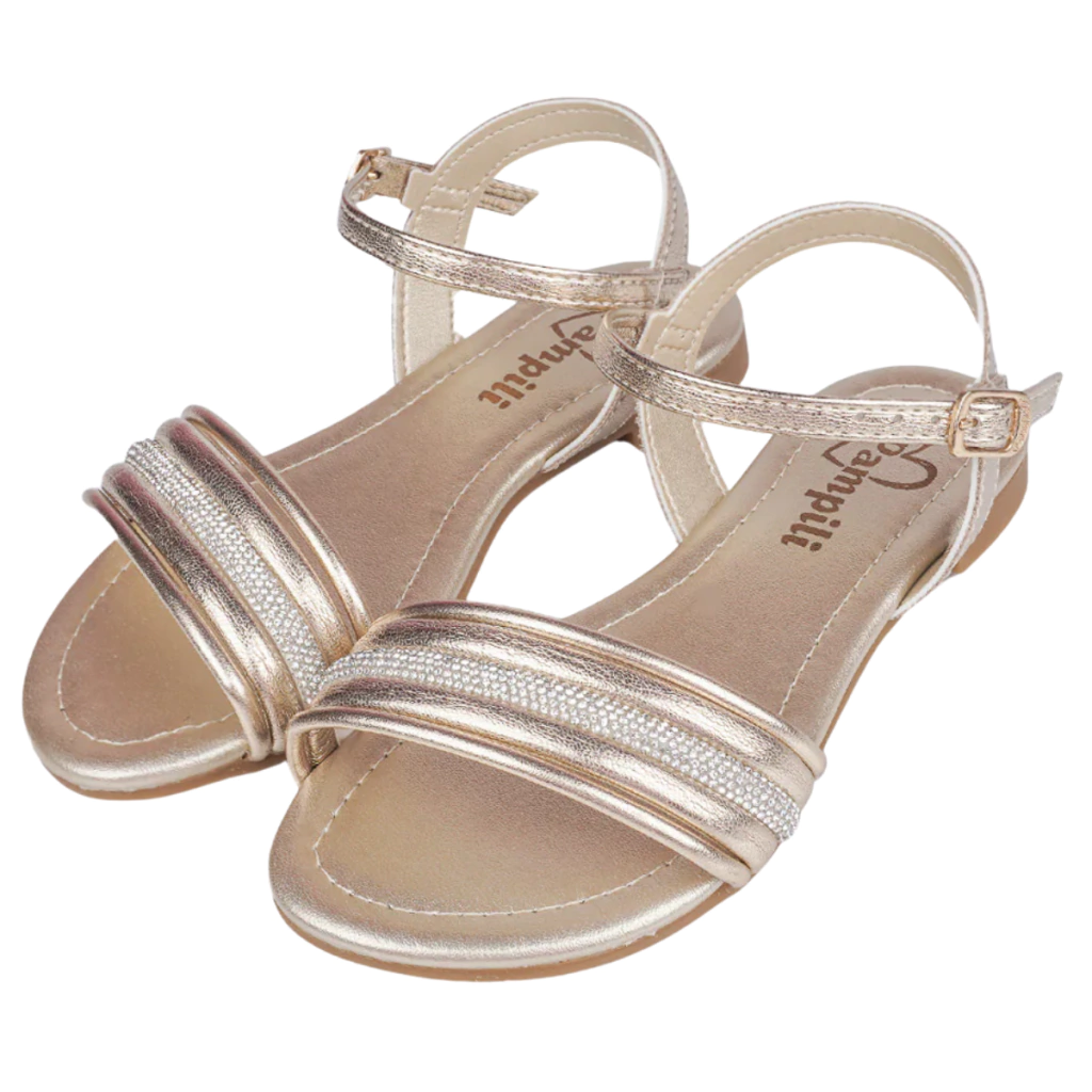 Sandália Infantil Pampili Iris Tiras e Strass Dourada