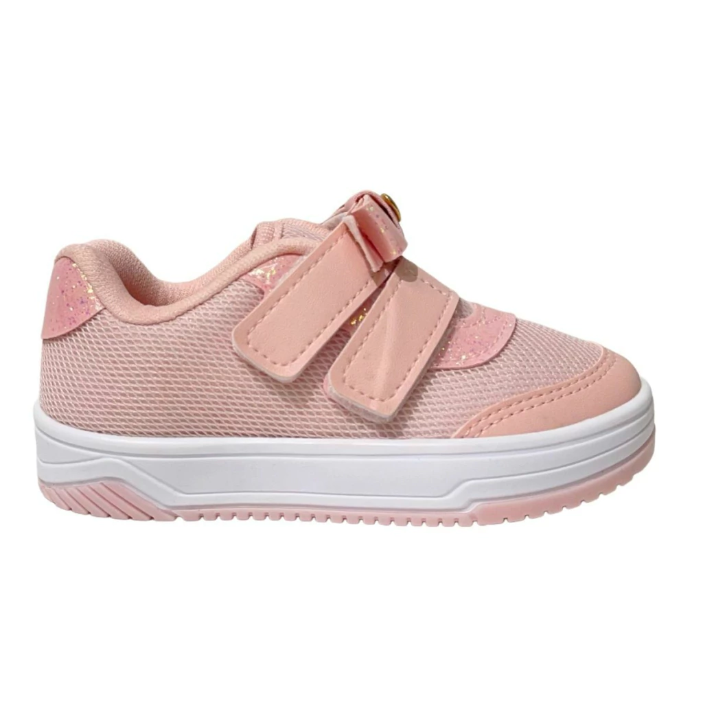 Tênis Kidy Baby Happy Nude Gliter Com Tiara Arco Baby