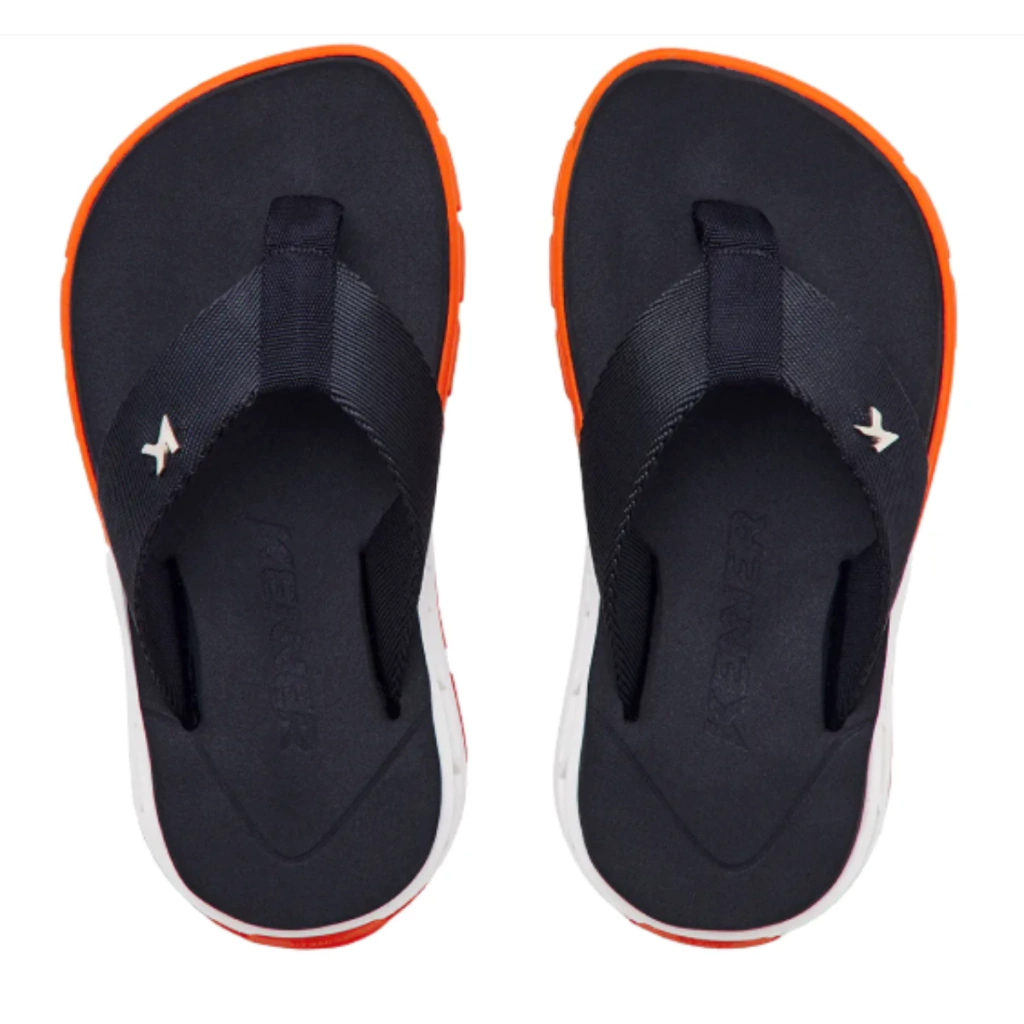 Chinelo Kenner Rakka Kids Poliester Preto Laranja Branco Original 2000023100-1