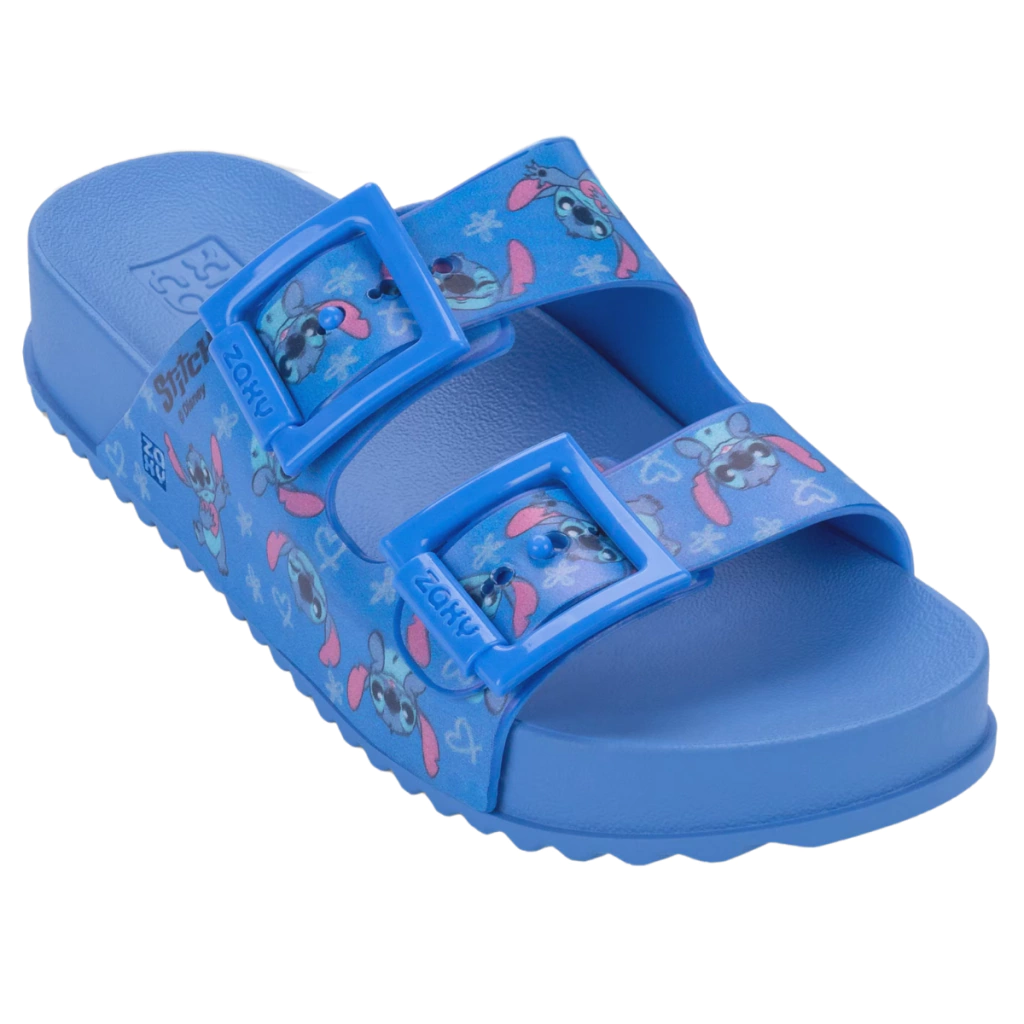 Chinelo Slide Azul Stitch Disney Partner Zaxy