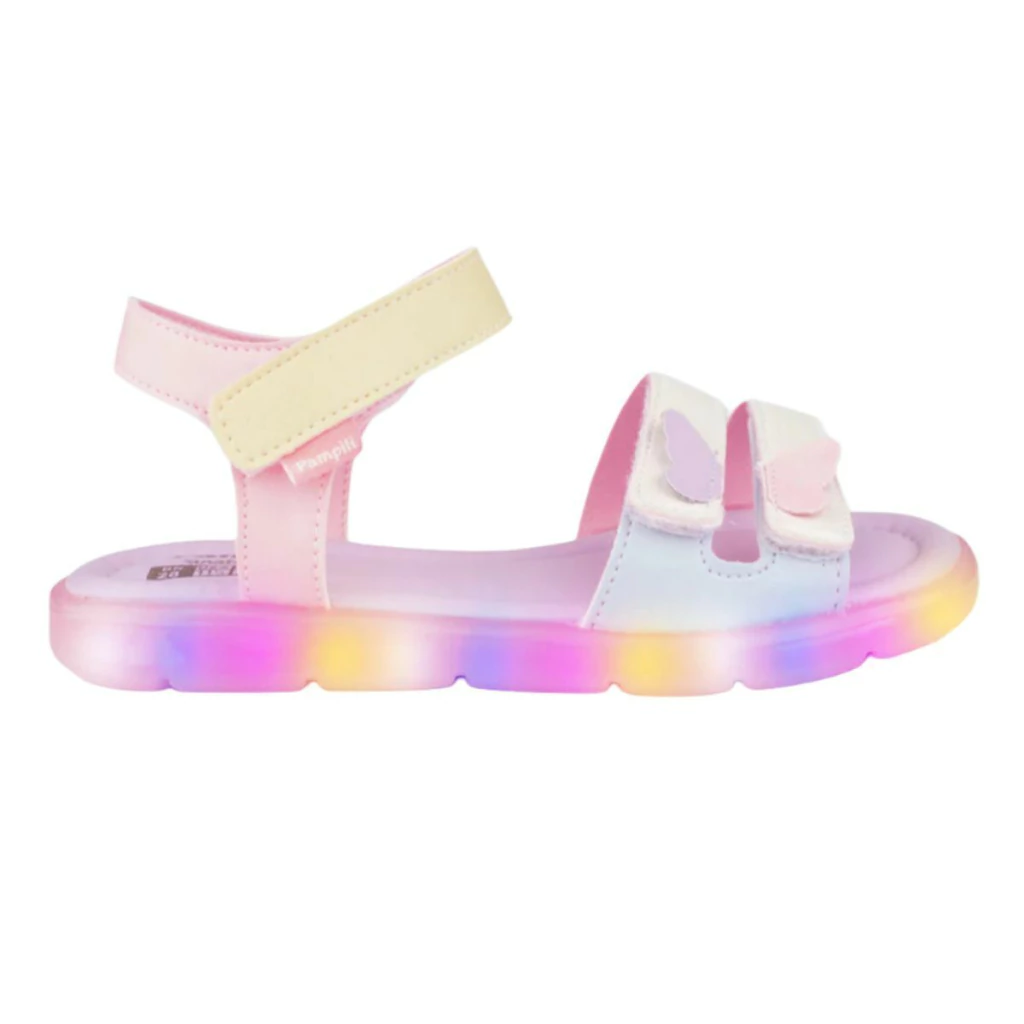 Sandália De Led Meninas Infantil Pampili Lulli Led Borboleta