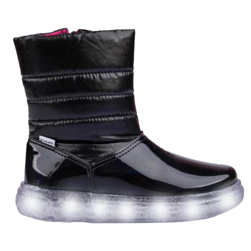 Bota Com Led Infantil Pampili Meninas Sneaker Luz Cano Médio