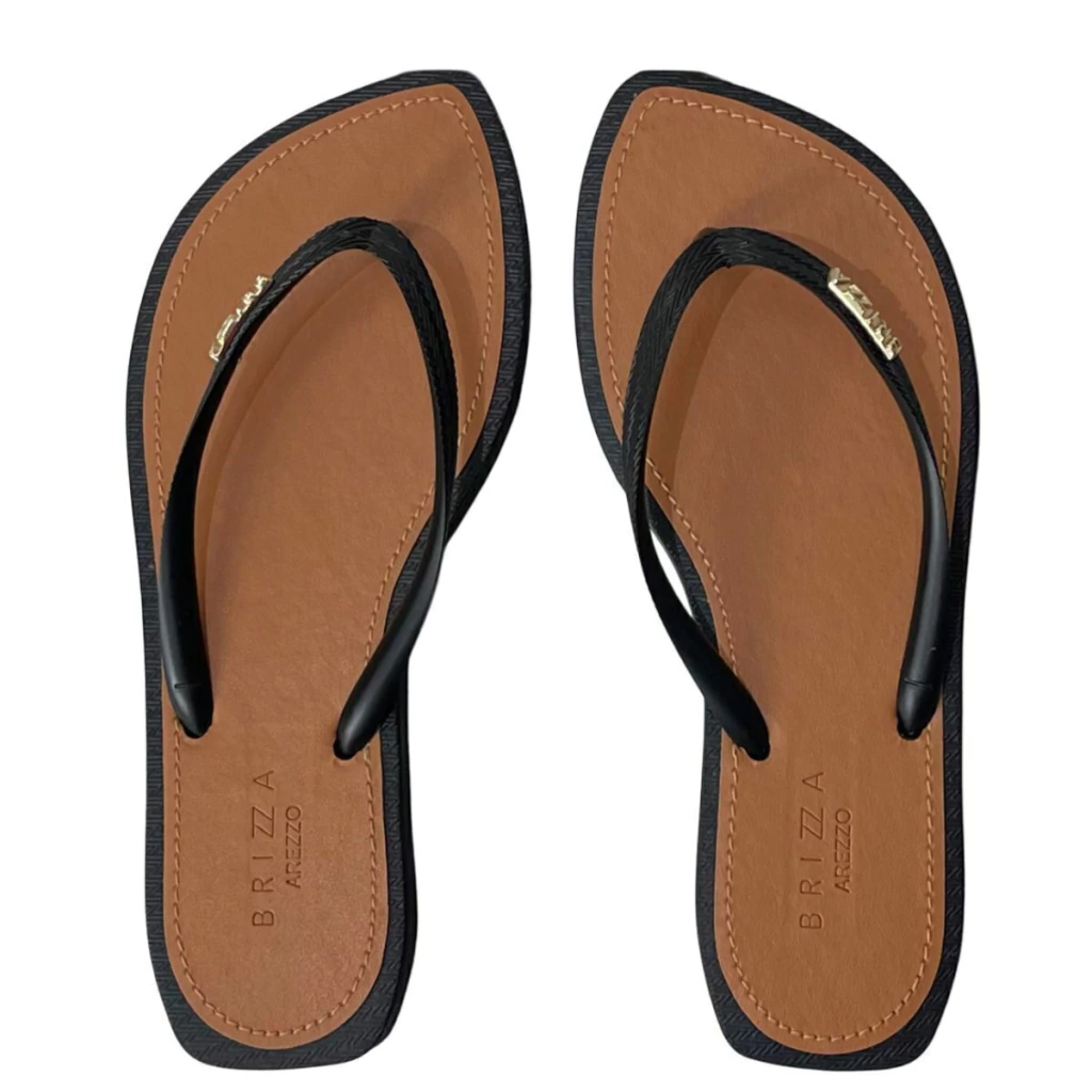 Chinelo de Dedo Preto Arezzo Recouro Flash Brizza