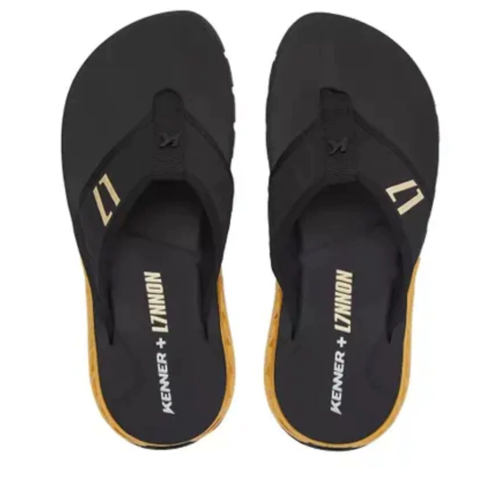 Chinelo Kenner Masculino Collab L7 Rakka Preto Dourado Original 1900025500-1