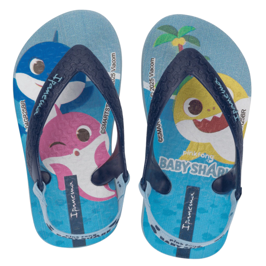 Chinelo de Dedo de Bebê Azul Baby Shark Summer Ipanema