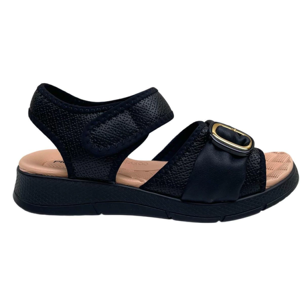 Papete Sandália Piccadilly Esporão Anabela Médio Preto