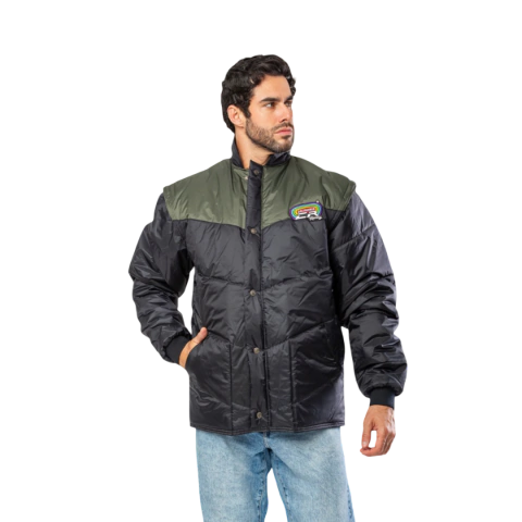 JAQUETA TRADICIONAL CALIFORNIA RACING PRETO/VERDE TAMANHIO G