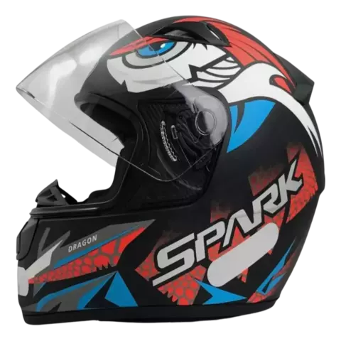 CAPACETE NEW SPARK DRAGON PRETO FOSCO VERMELHO 60f - comprar online