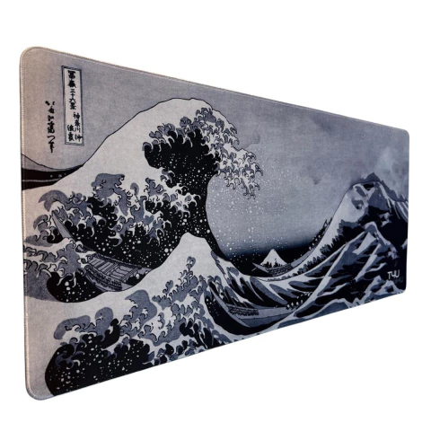 Mouse Pad Gamer Xxl Gran Ola Kanagawa Tecno4u 90x40cm Blanco / Negro / Azul Gran Ola De Kanagawa