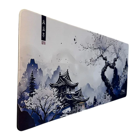 Mouse Pad Gamer Xxl Tecno4u Arte Paisaje Japon 90x40 Cm Blanco/negro/azul Arte Paisaje Japones
