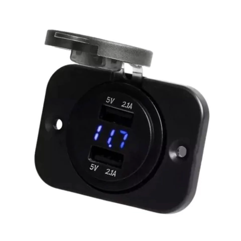 Cargador 2 Puertos Usb Toma 2.1a C/u 12v Nautica Voltimetro