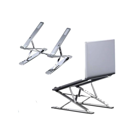 Soporte Base Notebook Aluminio Macbook Pro Air Regulable N8 Plateado