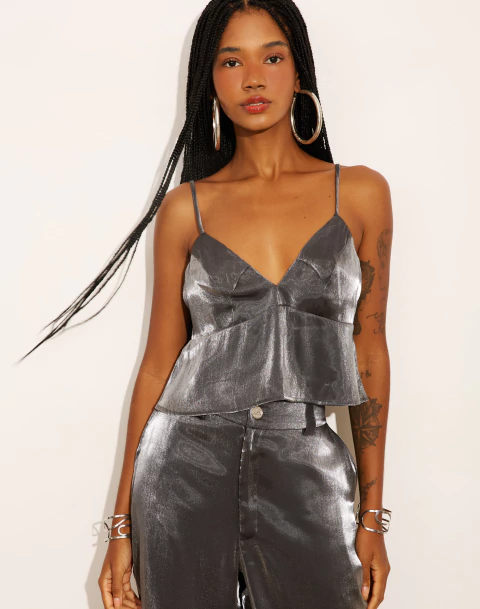 Blusa Ancara Brilho Chumbo - comprar online