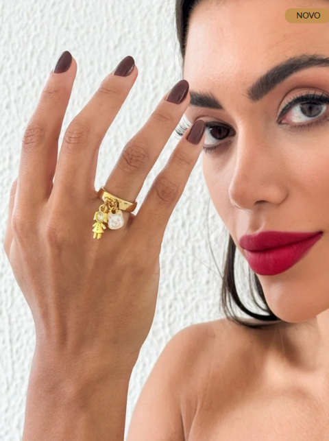 ANEL FOLHEADO A OURO 18K