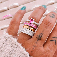 Anel Aparador Zirconia Rosa - comprar online