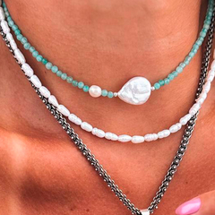 Chocker Pedra Azul e Perola - comprar online