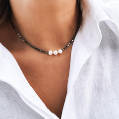 Chocker Hematita e Perola - comprar online