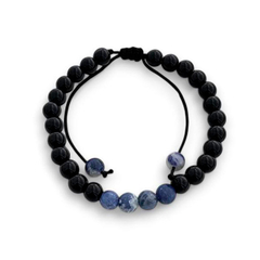 Pulseira Agata Preta e Cianita Azul - comprar online