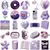56 Peças - Adesivos Roxos Estilo Desenho Animado - Scrapbooking e Papelaria Infantil