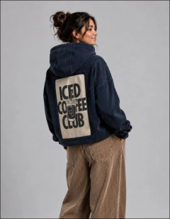 DENIM HOODIE. ICED COFFEE