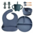 Imagem do Kit Introdução Alimentar Bebê Utensílios em Silicone Premium 8 Pçs BBL-54 -Azul Escuro