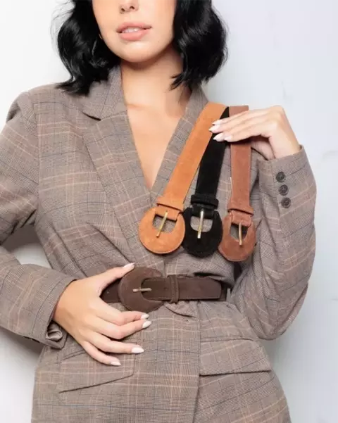 Cinto Couro Camurça Meia Lua