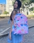 Mochila escolar feminina estampada com bolsos e alças acolchoadas
