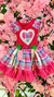 Vestido Caipira Coração - Xadrez Rosa/Roxo - comprar online