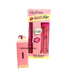 Kit Labial Lápis e Gloss Maxi Lips - City Girls - Serinna Beauty