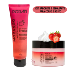 KIT Sabonete e Esfoliante Corporal e Facial Morango - Porán