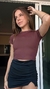 Cropped Manguinha Marrom Escuro - comprar online