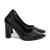 Sapato Feminino de Luxo Scarpin Vazado Preto e Salto Grosso - loja online