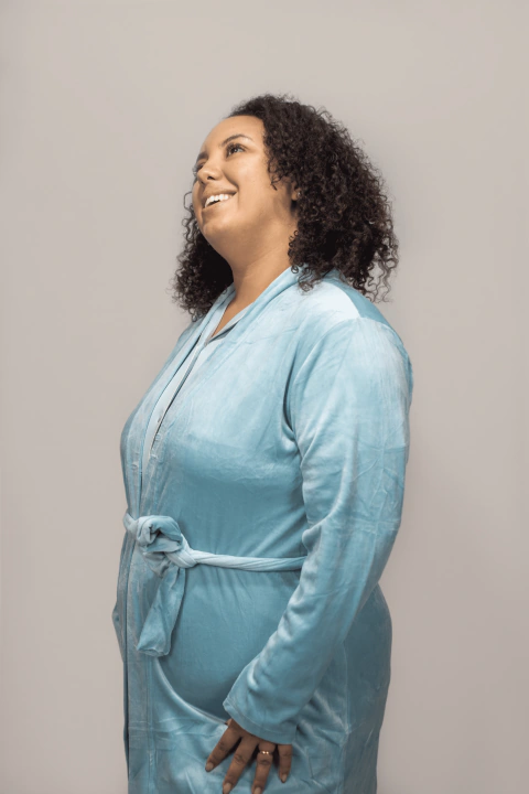 ROBE FEMININO AZUL E ROSA - MANGA LONGA | ROBE PARA DORMIR
