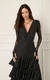 BODY MANGA TULE GLOW preto com detalhes brilhantes e mangas longas.