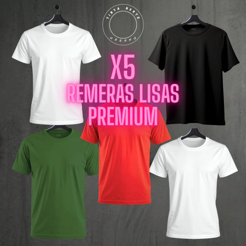 Pack x5 Remeras Lisas Premium