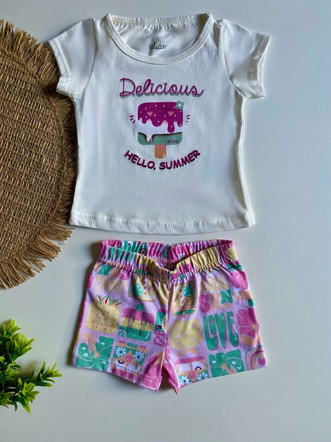 Conjunto Bebê Menina Hello Summer Natural - Elian