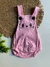 Jardineira Romper Bebê Bordado Rosa - Baby Mee