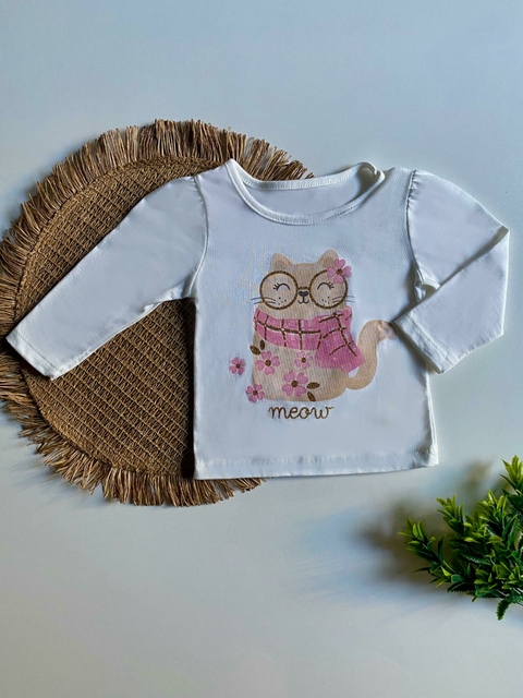 Blusa Bebê Menina Gatinho com Glitter - Brandili