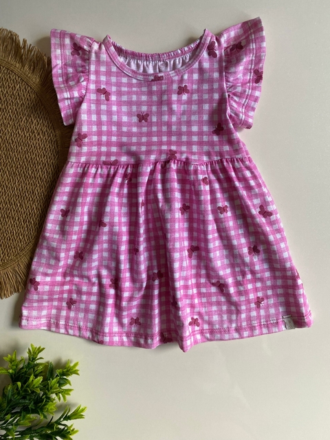 Vestido Bebê Borboletas Rosa - Elian